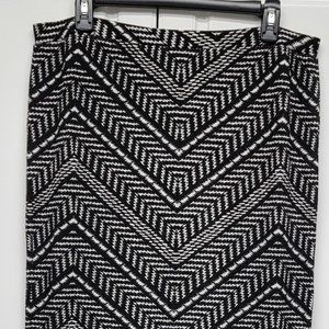 Matty M Black & White Chevron Print Lined Skirt Size XL